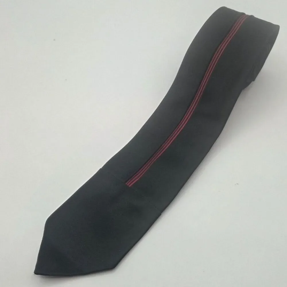 Vintage Gino Paoli Splendido Silk Necktie Black Red Accent Stripe Made In Italy